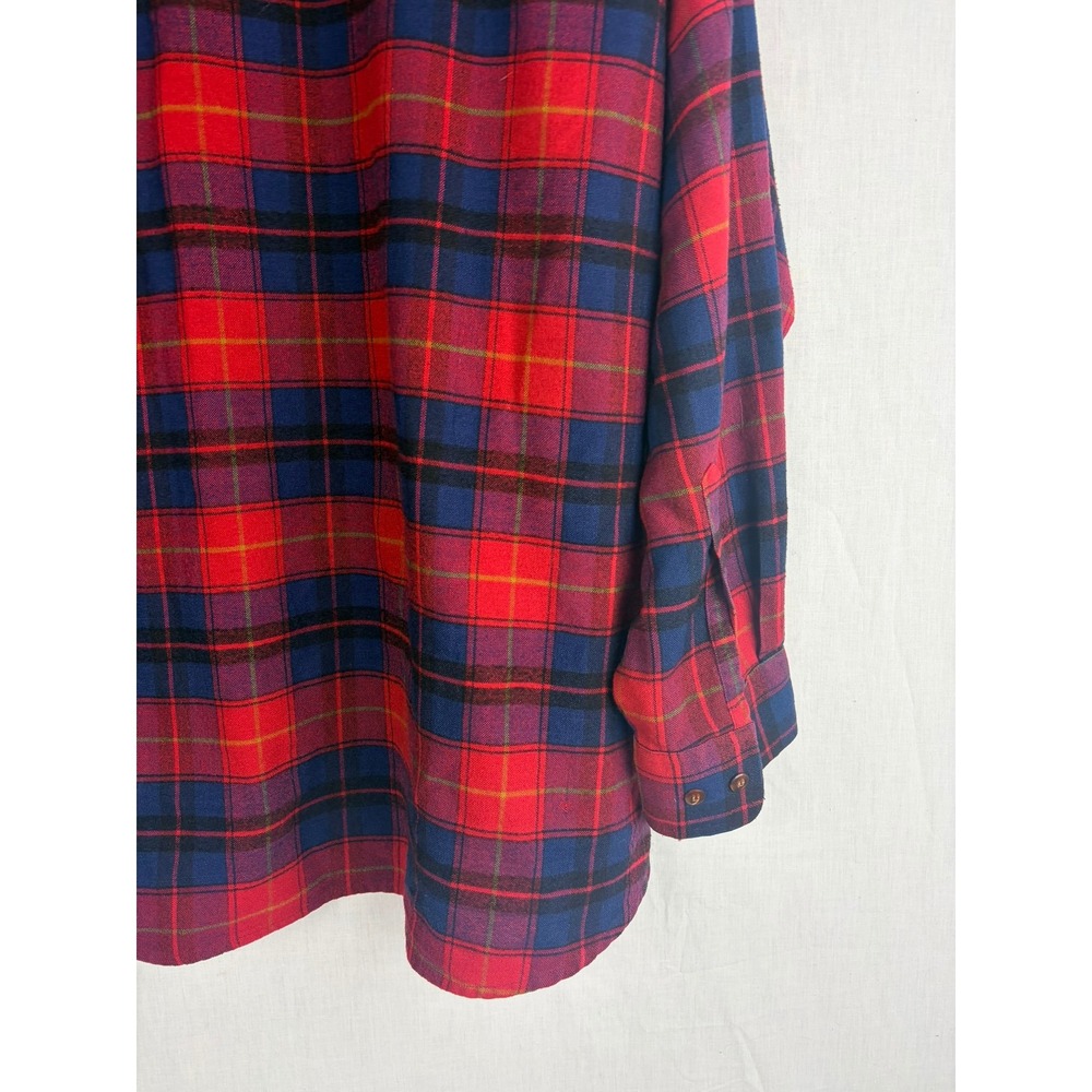 Himalaya Mens 2X Big Plaid Flannel Shirt Red Navy Long Sleeve Acrylic Button - Picture 5 of 7